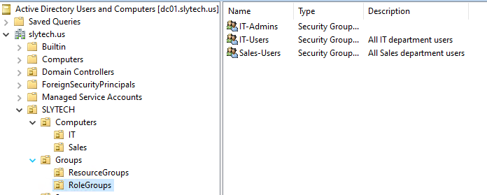 RoleGroups OU expanded