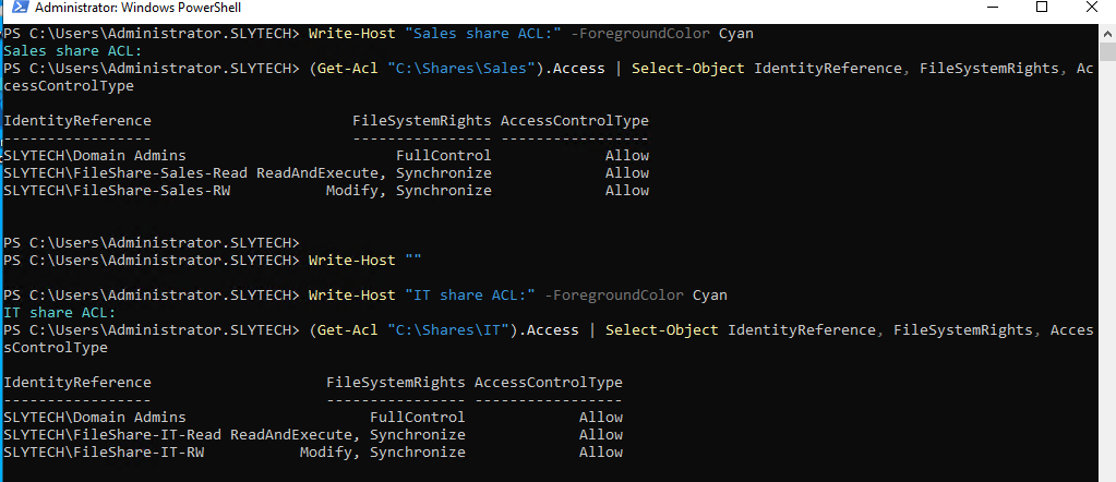 NTFS ACLs on both shares