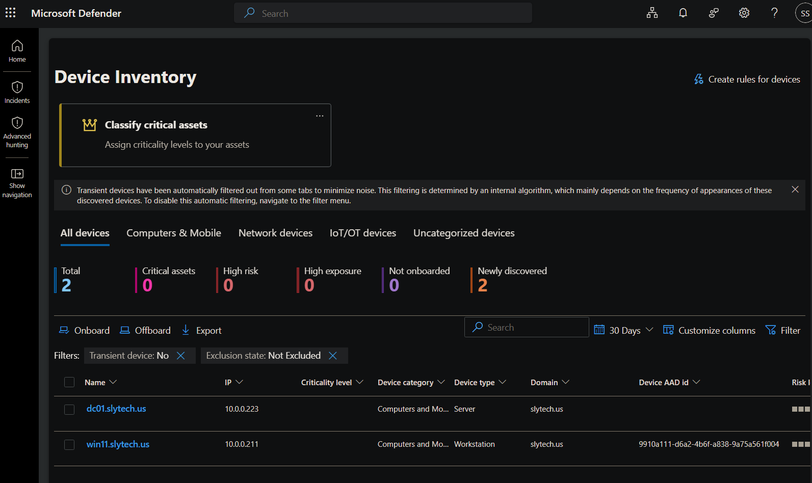 WIN11 listed as fully onboarded in Defender for Endpoint devices
