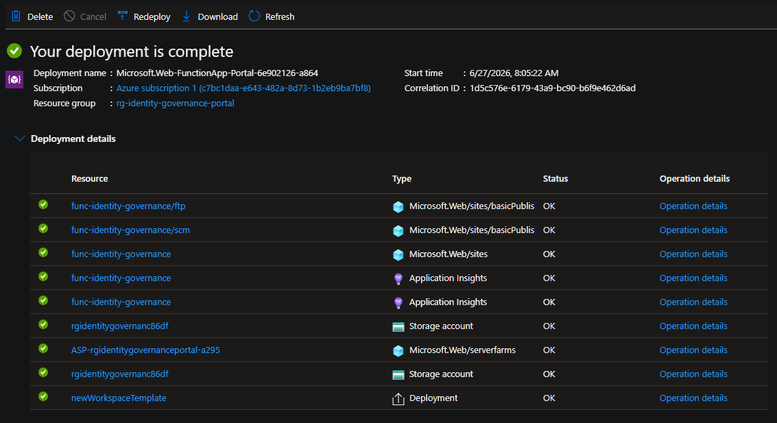 Azure Function deployment showing the copilot proxy function in Azure portal